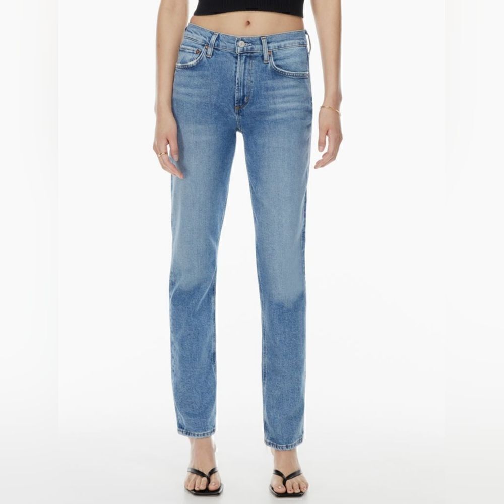 Agolde Lyle Low Rise Stretch Slim Straight Leg Denim Jeans In Hour Size 25 NWT
